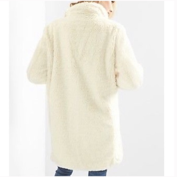 Gap Faux Sherpa Long White Jacket Small - Picture 2 of 7